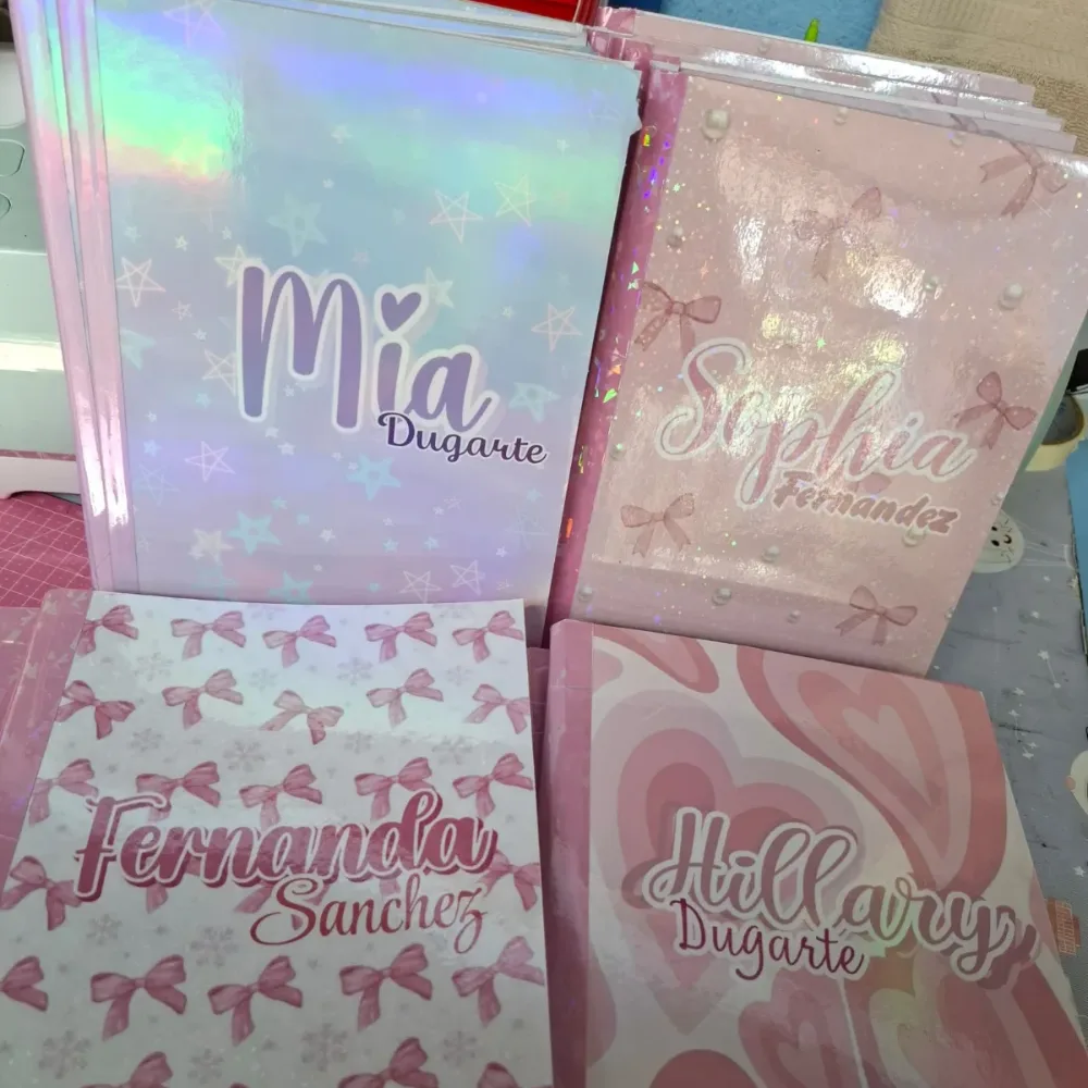 Forrado de libretas personalizadas, etiquetas identificación de útiles escolares
